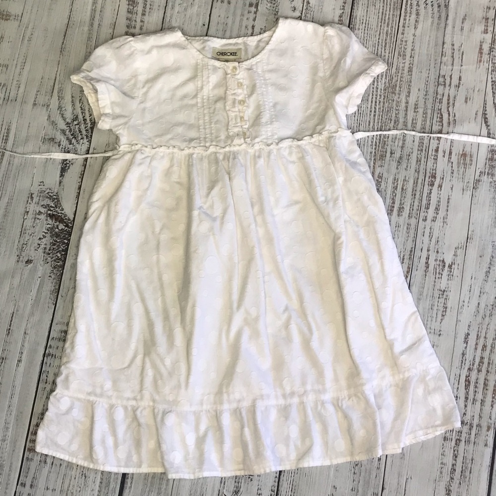 Girls Med 7/8 white polka dot summer dress - Cherokee Brand